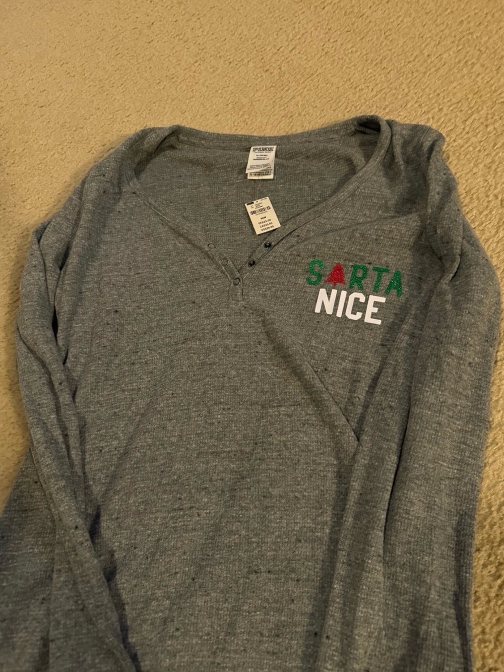 Gray holiday vs PINK Long Sleeve Henley